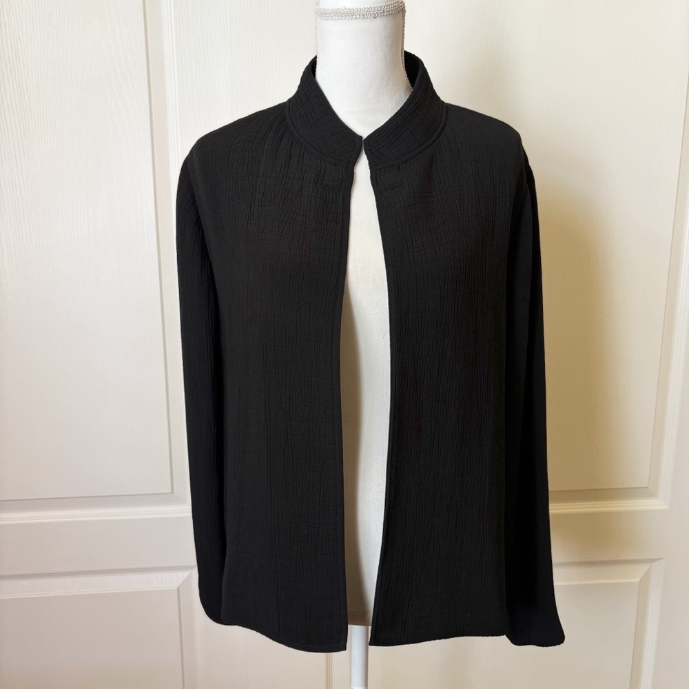 Eileen Fisher Silk Blend Textured Jacket Stand Collar Magnetic Closure Medium - Picture 4 of 9